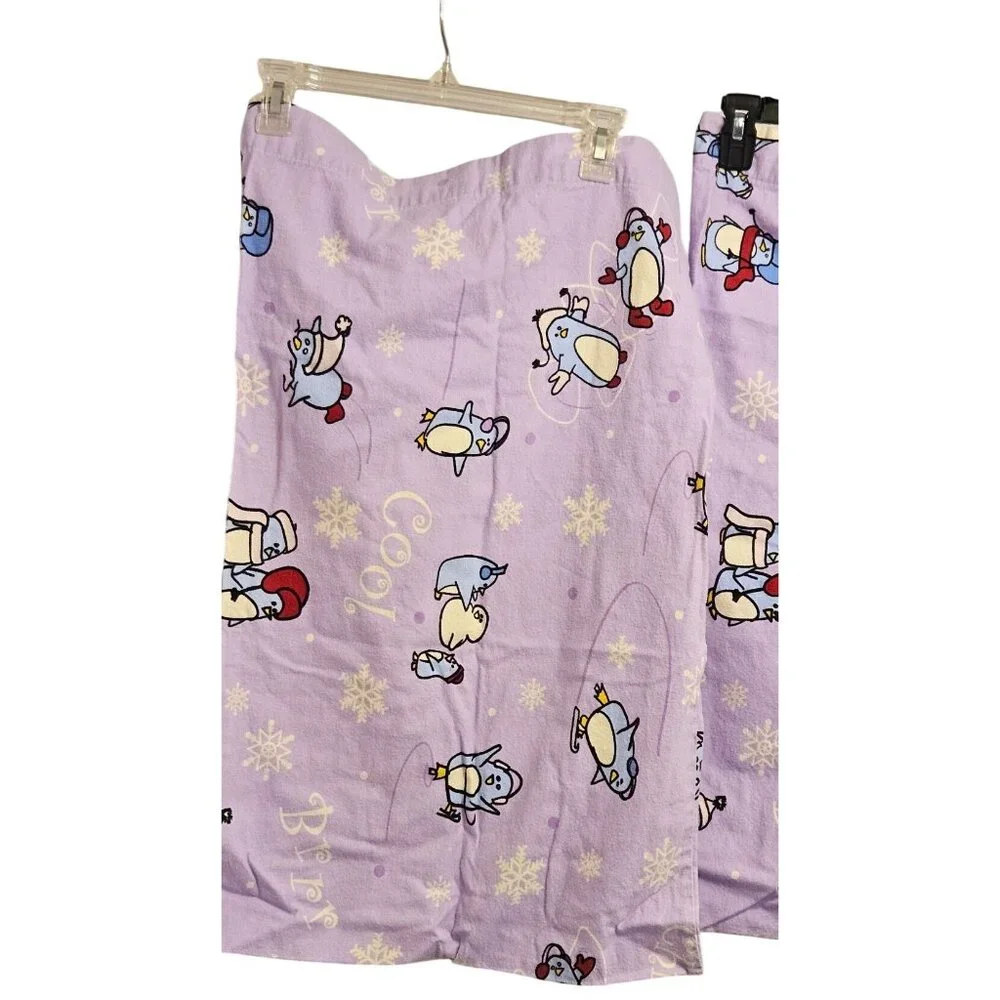 Vintage Pillowcases Flannel Do Your Room Purple‎ Penguin Print 100% Cotton
